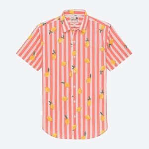 Bonobos Men's 2XL Lemon Stripe Rivera Short Sleeve Button-Up Shirt Casual Summer